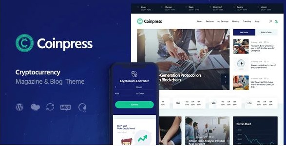 Coinpress | ICO Cryptocurrency Magazine & Blog WordPress Theme
