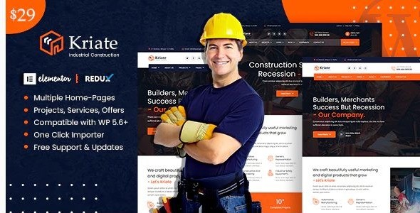 Kriate - Industrial Construction Multipurpose WordPress Theme