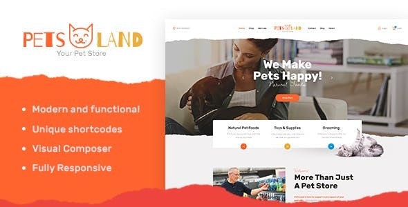 Pets Land | Domestic Animals Shop & Veterinary WordPress Theme