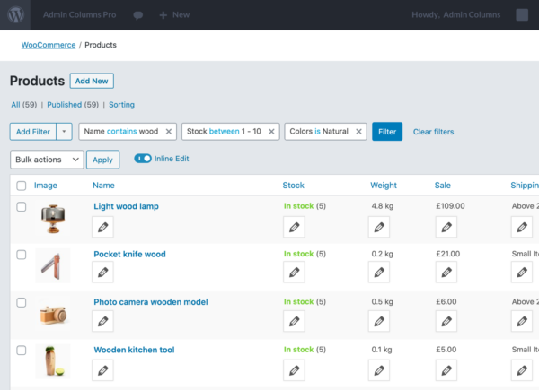 Admin Columns Pro - WooCommerce Addon